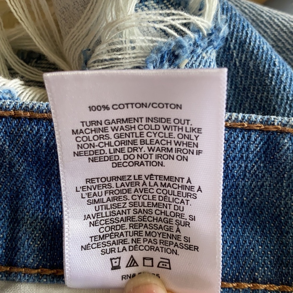 EXPRESS distressed jean mini skirt w/beading NWOT - Picture 7 of 7